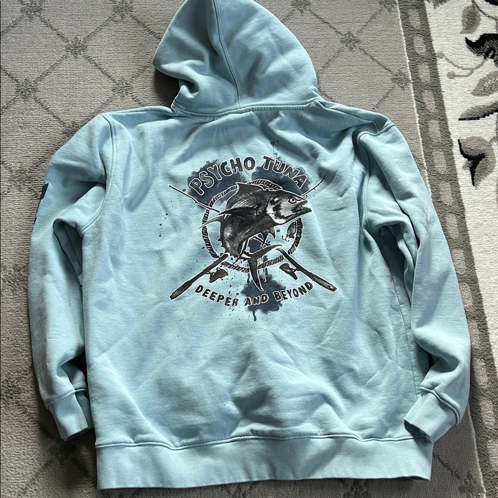 Light Blue Crewneck Hoodie with Small Chest Logo - Picture 10 of 10
